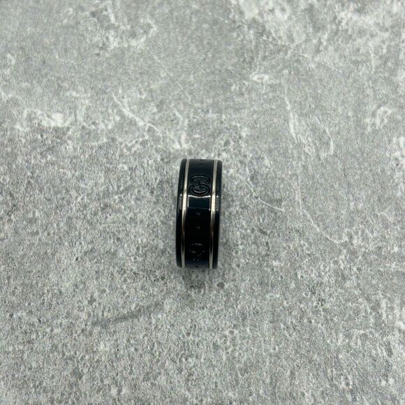 NWT Authentic Gucci Icon Thin Band Ring in Platinum white Gold Interlocking G Wi - Picture 5 of 13